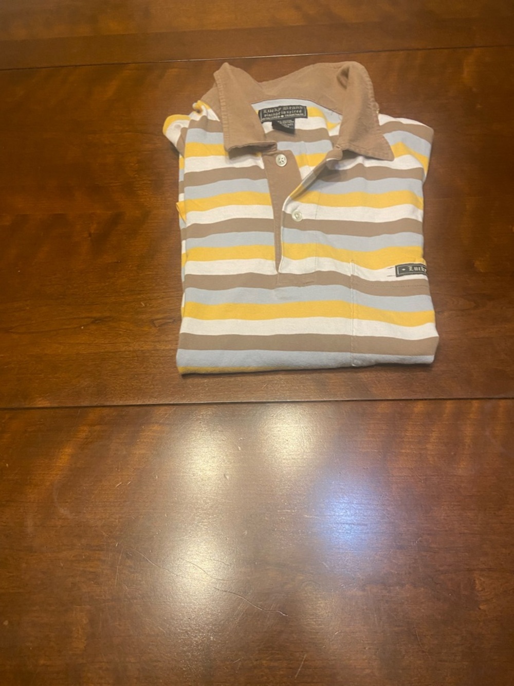 Lucky Brand Vintage Inspired Stripped Polo Shirt Men’s L